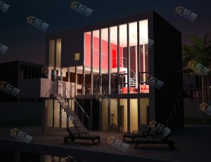 玩酷CG网—方形别墅Blender模型