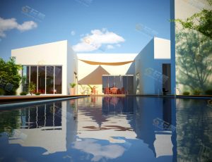 玩酷CG网—露天泳池别墅Blender模型