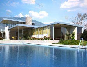 玩酷CG网—大泳池别墅Blender模型