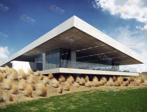 户外现代方形建筑Blender模型