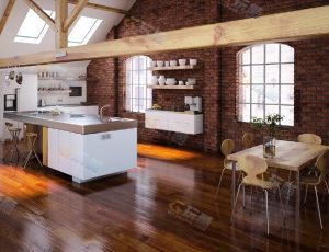 欧式红砖墙厨房Blender模型