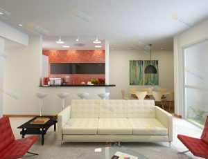 普通居民套房客厅Blender模型