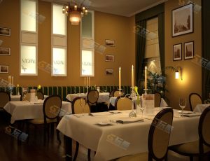 西式烛光晚餐餐厅Blender模型