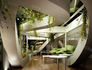 现代绿植办公室Blender模型