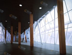 现代复古风工业风格厂房厂棚大厅Blender模型