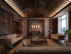 中式古典客厅Blender模型