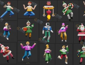 简约卡通人物合辑Blender模型