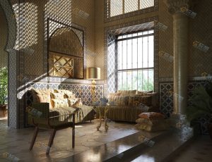 古典过道客厅Blender模型