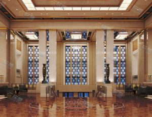 奢华装修酒店大厅Blender模型