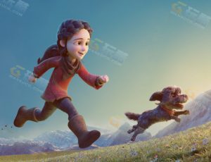 欢快奔跑的女孩与小狗Blender工程源文件