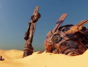 沙漠中的机器人残骸Blender模型