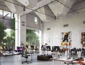 宽敞设计风格独特的工作室Blender模型