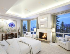 欧式装修风格卧室Blender模型