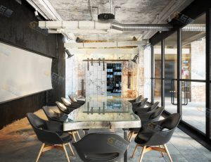 破旧风格会议室Blender模型