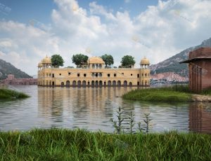 湖中寺庙Blender模型