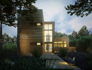 木构方形大别墅Blender模型