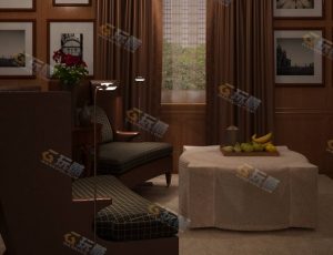 古典老式装修风格客厅Blender模型