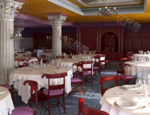 古典装修风格酒店餐厅Blender模型