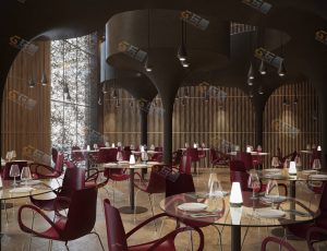 浪漫高档酒店餐厅Blender模型