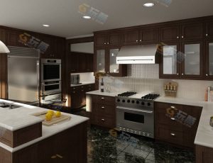 欧式多功能大厨房Blender模型