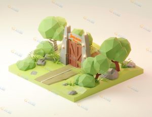 low poly低多边形卡通场景9-Blender工程源文件