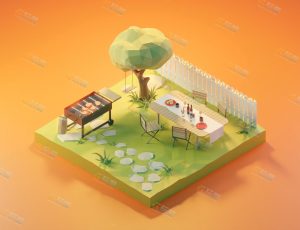 low poly低多边形卡通场景44-Blender工程源文件