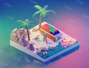 low poly低多边形卡通场景58-Blender工程源文件