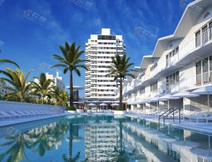 泳池酒店度假酒店Blender模型