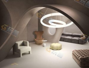 艺术休闲空间C4D模型