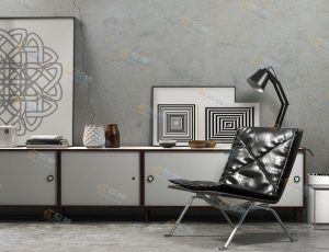 现代书房C4D模型