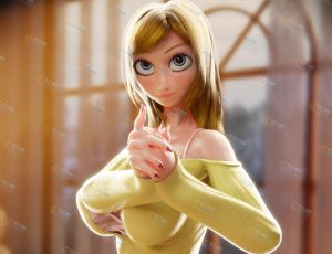 俏皮可爱女孩蒂什Blender模型
