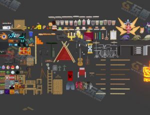 马赛克像素道具Blender模型包