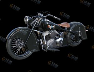 经典老式摩托车Blender模型