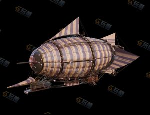 蒸汽朋克幻想飞艇Blender模型