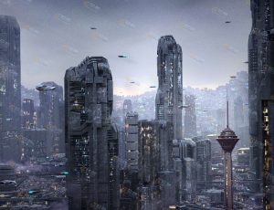 科幻赛博朋克城市大景Blender工程源文件