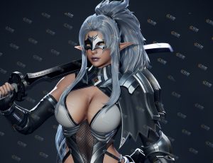 黑暗刀锋女精灵Blender模型