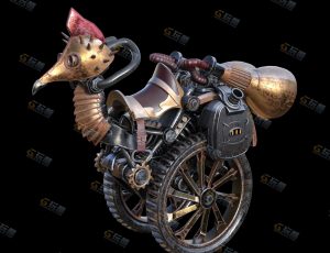 蒸汽朋克鸵鸟外形2轮车Blender模型