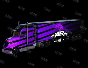 紫色酷炫图案卡车Blender模型