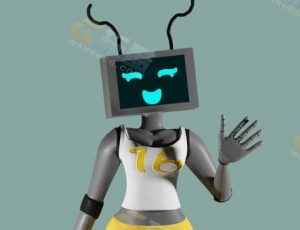 电脑头女机器人Blender模型