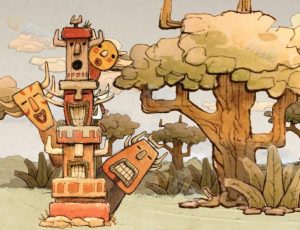 剪纸风格部落场景动画Blender工程源文件