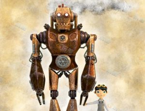 蒸汽朋克机器人与小男孩场景Blender工程源文件