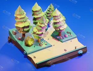 low poly低多边形卡通场景116-Blender工程源文件