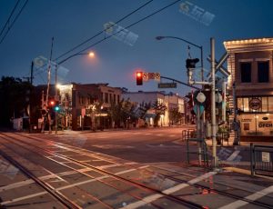 夜晚铁路街道背景图与HDRI