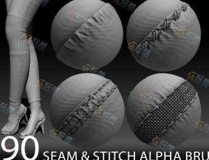 90个布料裤子缝合边角笔刷