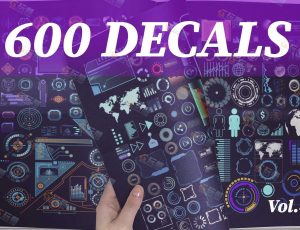 600+科技未来信息化HUD图案贴纸纹理