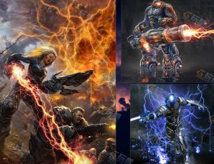 闪电特效元素笔刷素材