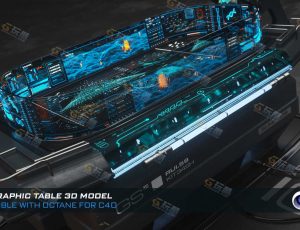 科幻HUD控制仓C4D工程源文件