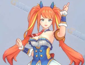 橙色双马尾美少女模型