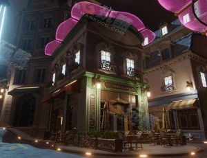 夜晚科技休闲街道模型场景工程源文件