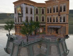 复古河边商店场景工程源文件